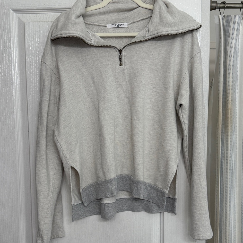Project Social T Light Gray Quarter-Zip Sweatshirt